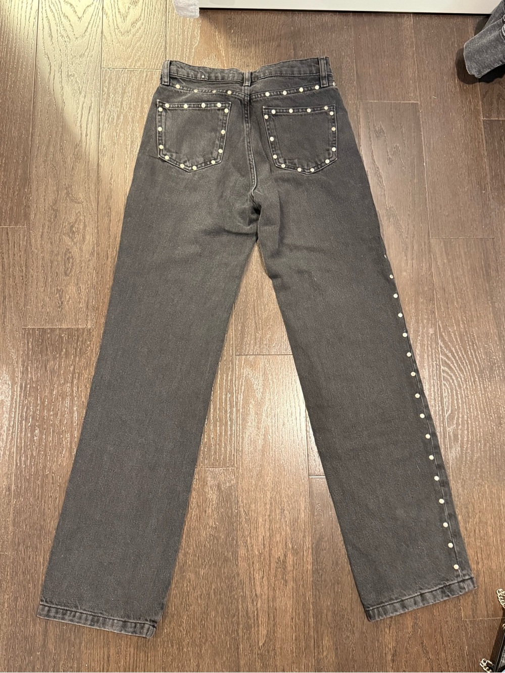 Mango Black Straight-Leg Jeans with Silver Stud Detail